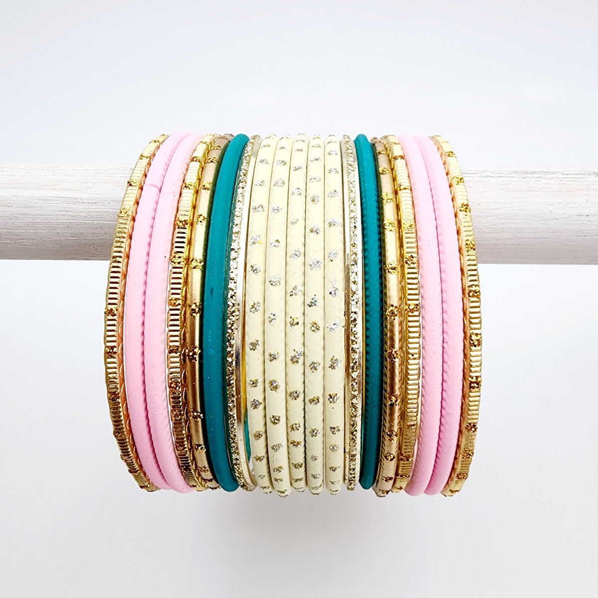 Pink and green bangles on sale set