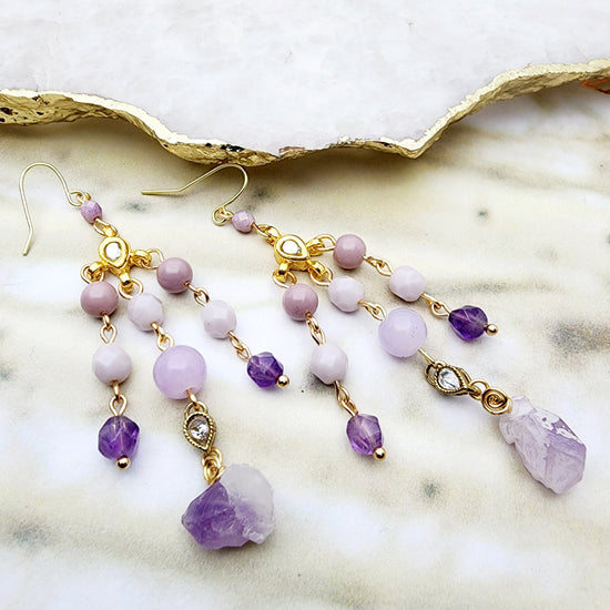 Anju Earrings - Purple Indian Earrings , South Asian Earrings , Pakistani Earrings , Desi Earrings , Punjabi Earrings , Tamil Earrings , Indian Jewelry