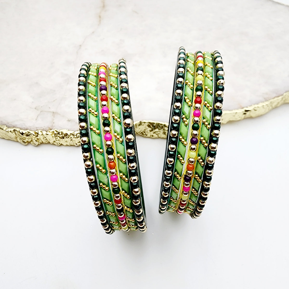 大きな取引 Glass Jinder Bangle Banglez – Set アクセサリー