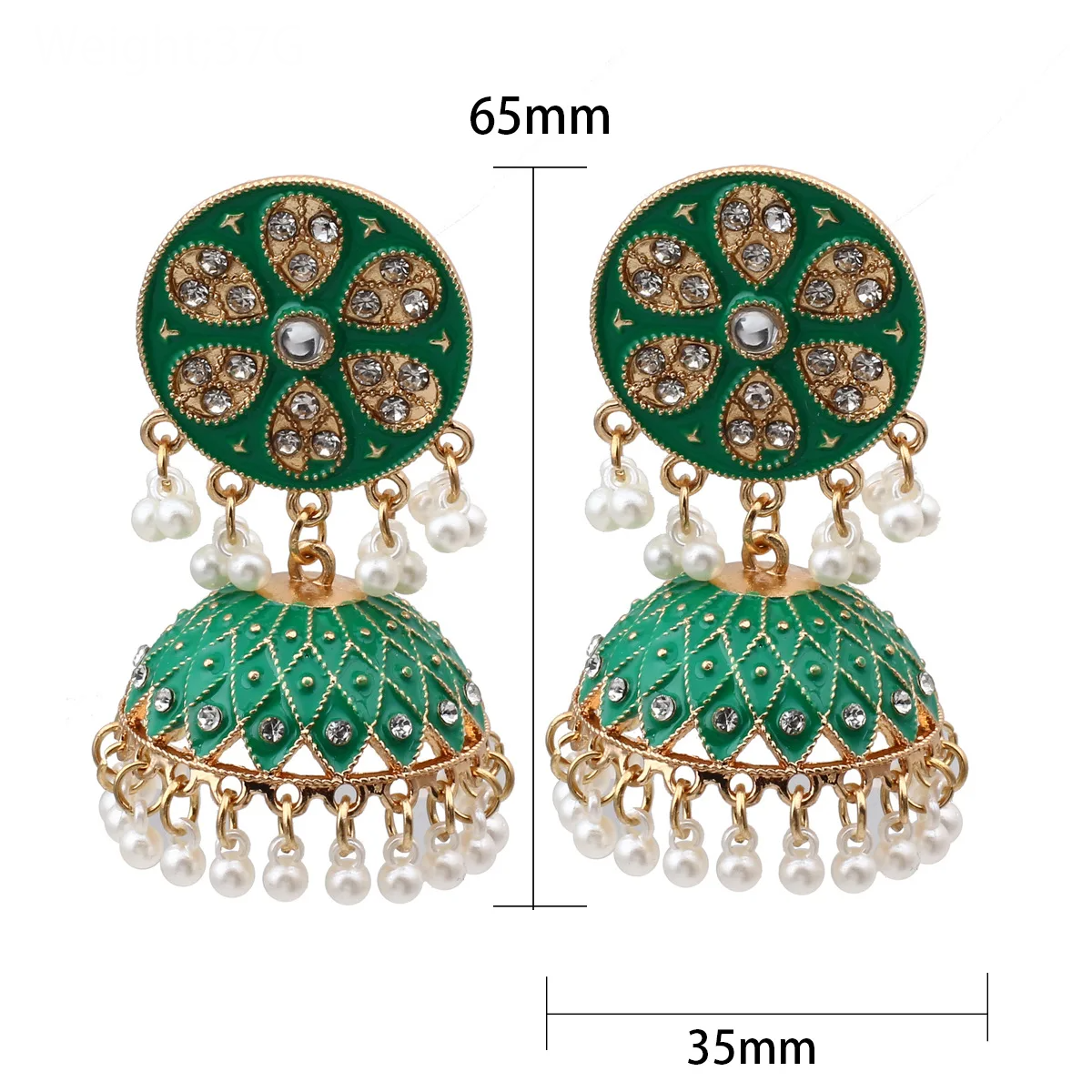 Crystal Jhumka Earrings Indian Earrings , South Asian Earrings , Pakistani Earrings , Desi Earrings , Punjabi Earrings , Tamil Earrings , Indian Jewelry