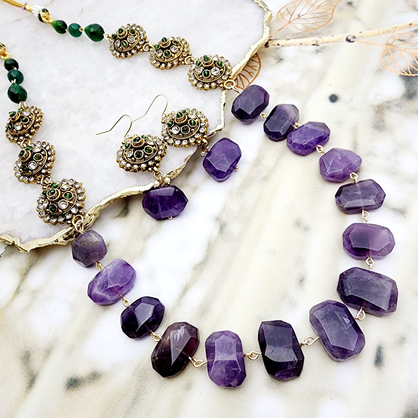 Trielle Necklace Set Indian Necklace , South Asian Necklace , Pakistani Necklace , Desi Necklace , Punjabi Necklace , Tamil Necklace , Indian Jewelry