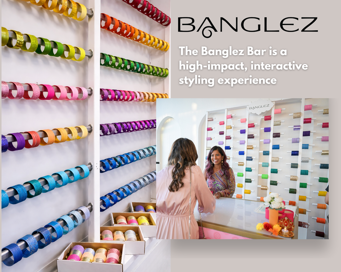 Interactive Banglez Bar with colourful bangles at a Diwali event