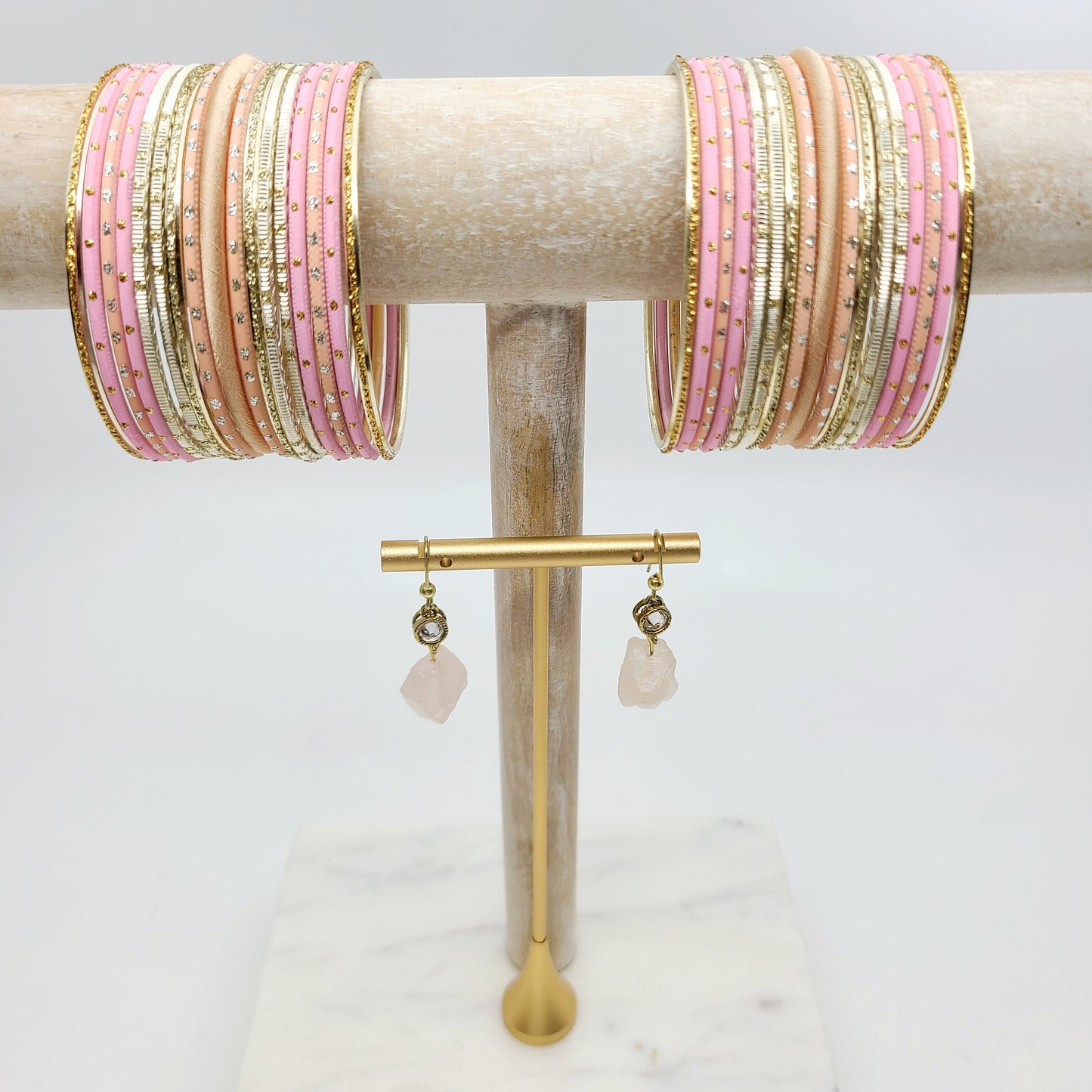 Load image into Gallery viewer, Rose Quartz Treasures Gift Set Indian Bangles , South Asian Bangles , Pakistani Bangles , Desi Bangles , Punjabi Bangles , Tamil Bangles , Indian Jewelry
