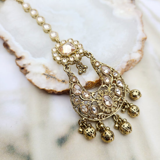 Harveen Gold Tikka Indian Headpiece , South Asian Headpiece , Pakistani Headpiece , Desi Headpiece , Punjabi Headpiece , Tamil Headpiece , Indian Jewelry