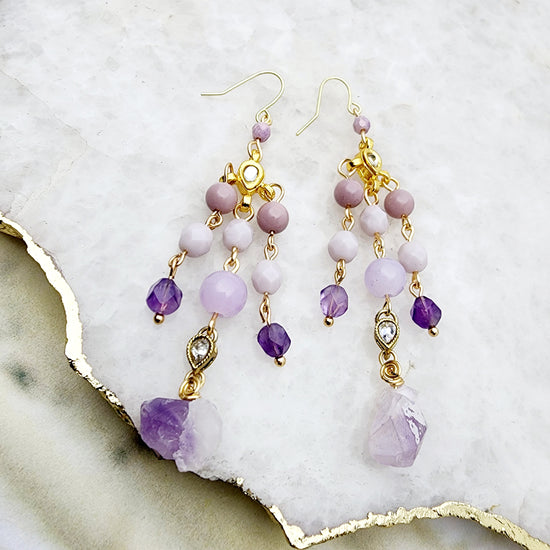 Anju Earrings - Purple Indian Earrings , South Asian Earrings , Pakistani Earrings , Desi Earrings , Punjabi Earrings , Tamil Earrings , Indian Jewelry