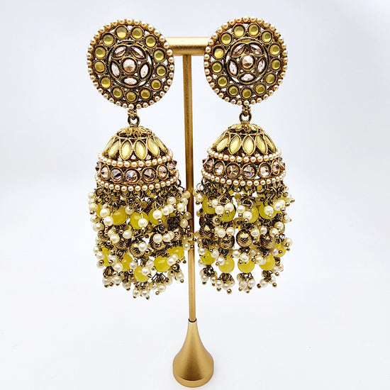 Bonnie Earrings - Yellow Indian Earrings , South Asian Earrings , Pakistani Earrings , Desi Earrings , Punjabi Earrings , Tamil Earrings , Indian Jewelry