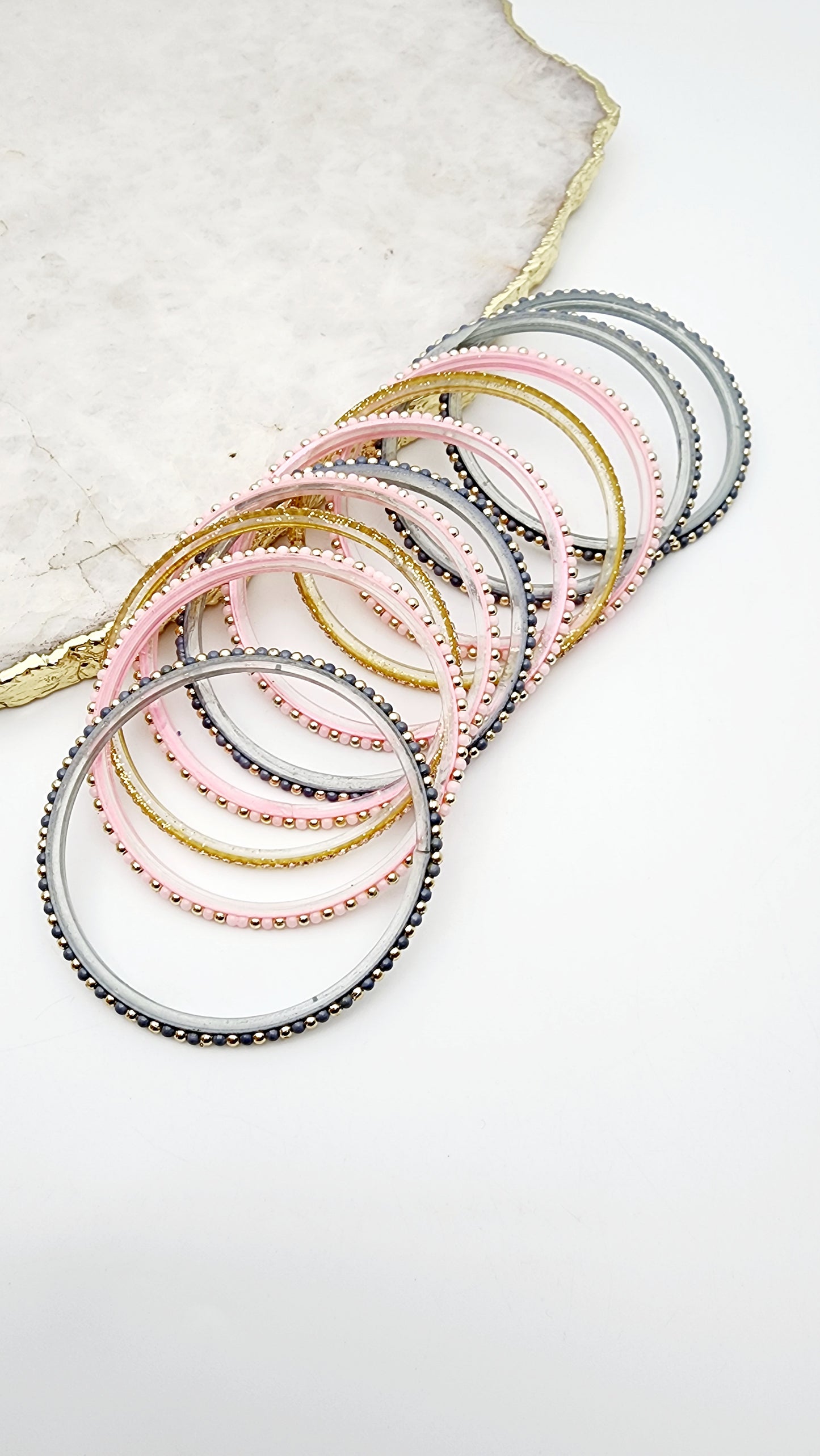 Dimple Glass Bangle Set