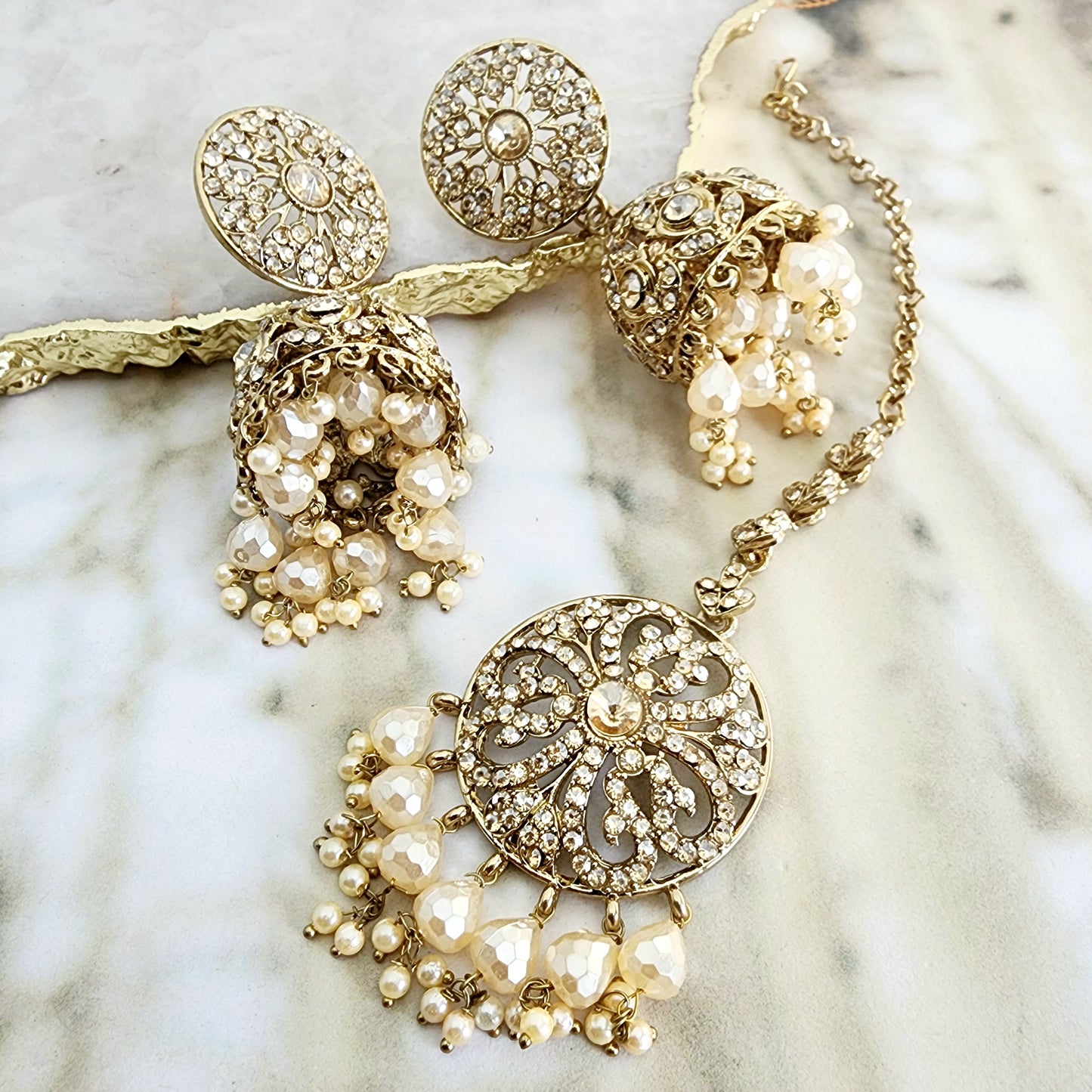 Marsielle Earrings + Tikka