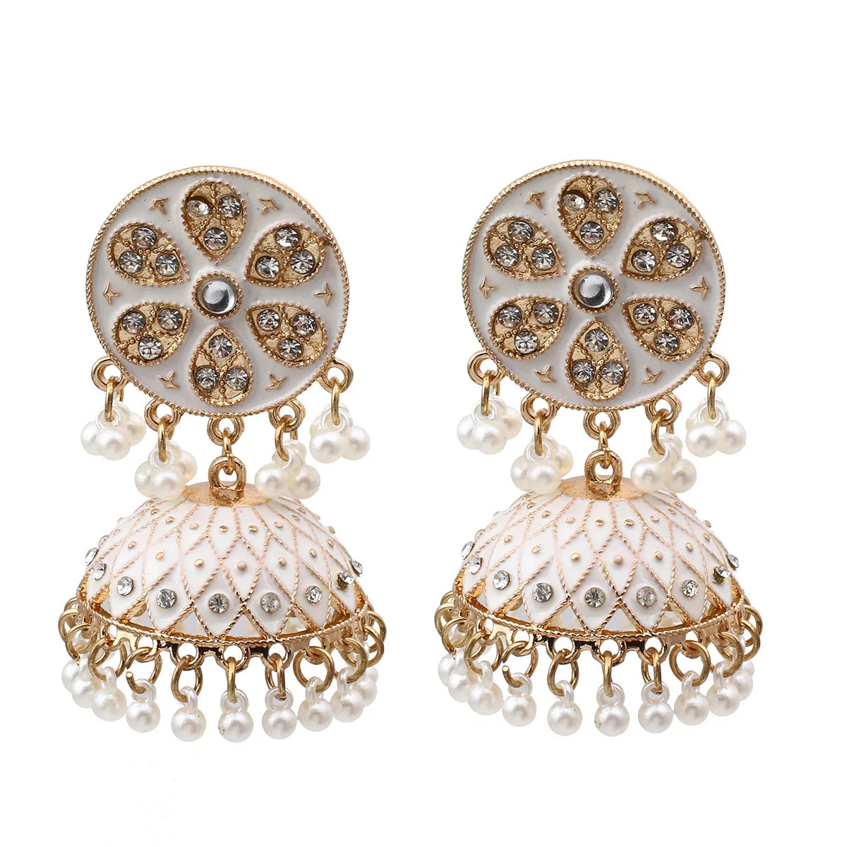 Crystal Peacock Traditional Jhumkas - South India Jewels