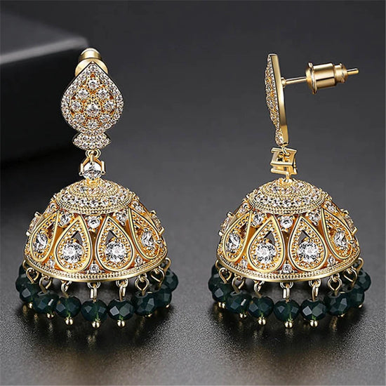 Load image into Gallery viewer, Selena Jhumka Earrings Indian Earrings , South Asian Earrings , Pakistani Earrings , Desi Earrings , Punjabi Earrings , Tamil Earrings , Indian Jewelry

