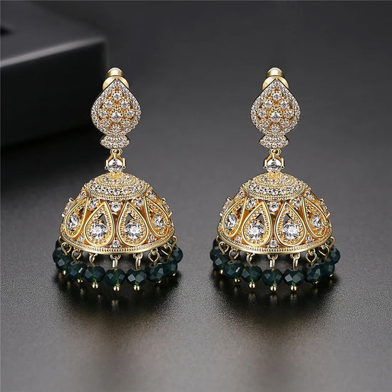 Load image into Gallery viewer, Selena Jhumka Earrings Indian Earrings , South Asian Earrings , Pakistani Earrings , Desi Earrings , Punjabi Earrings , Tamil Earrings , Indian Jewelry

