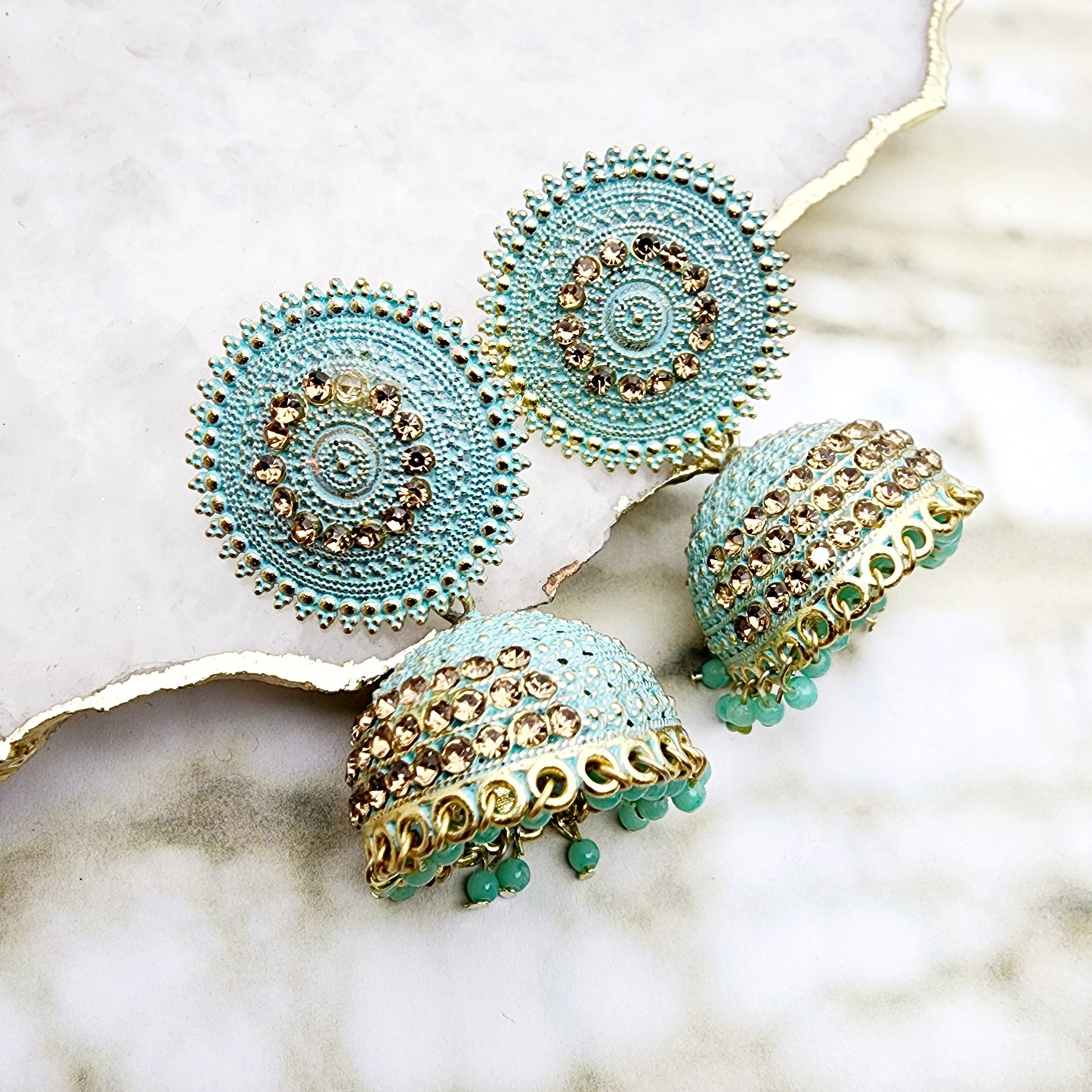 Load image into Gallery viewer, Anshu Jhumka Earrings Indian Earrings , South Asian Earrings , Pakistani Earrings , Desi Earrings , Punjabi Earrings , Tamil Earrings , Indian Jewelry
