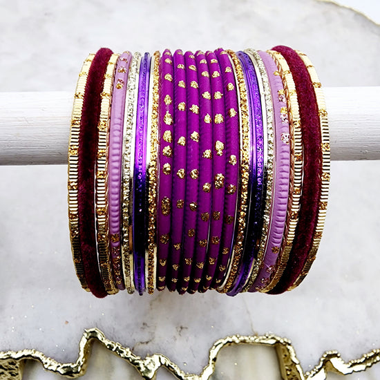 Load image into Gallery viewer, Purple Haze Gift Set Indian Bangles , South Asian Bangles , Pakistani Bangles , Desi Bangles , Punjabi Bangles , Tamil Bangles , Indian Jewelry
