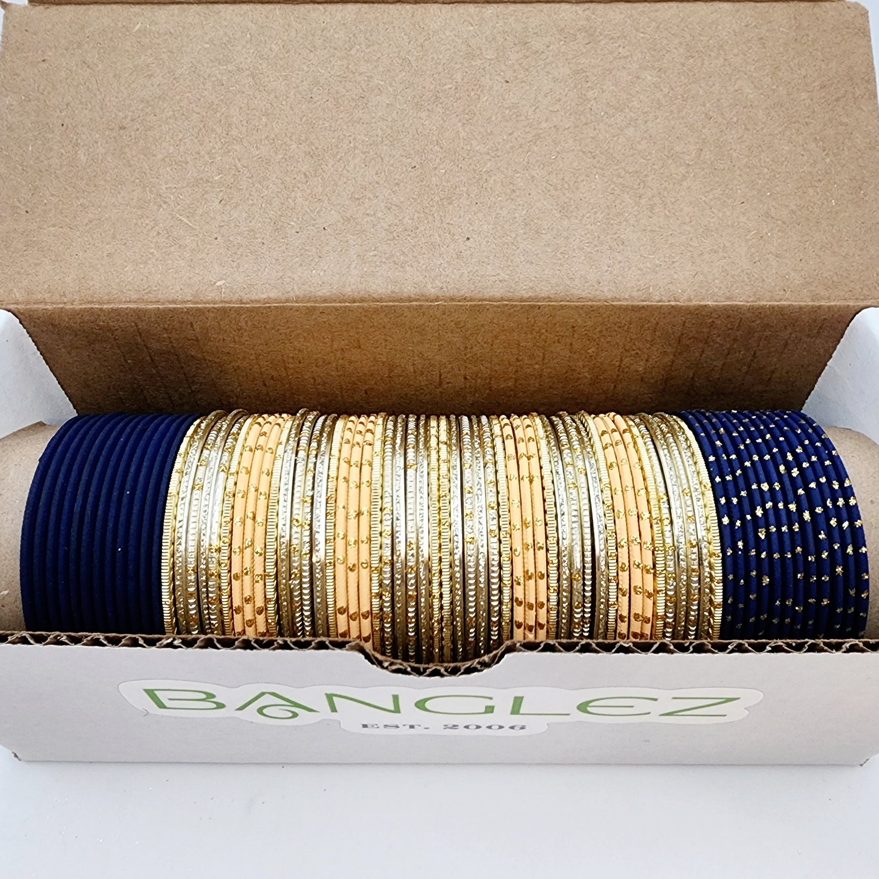Hina - Navy Blue and Peach Banglez Box
