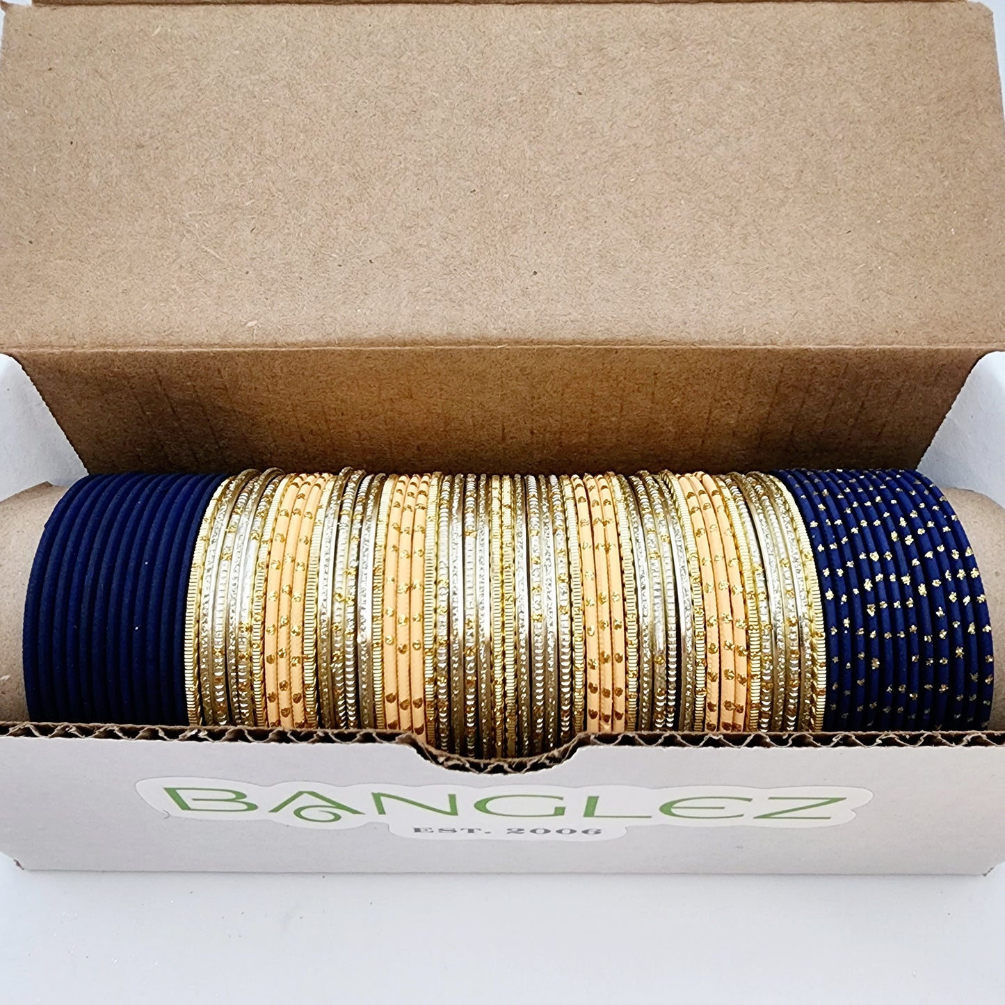 Hina - Navy Blue and Peach Banglez Box