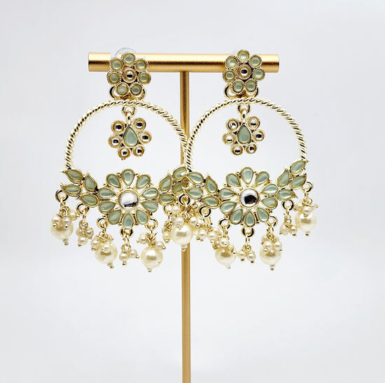 Devi Earrings - mint Indian Earrings , South Asian Earrings , Pakistani Earrings , Desi Earrings , Punjabi Earrings , Tamil Earrings , Indian Jewelry