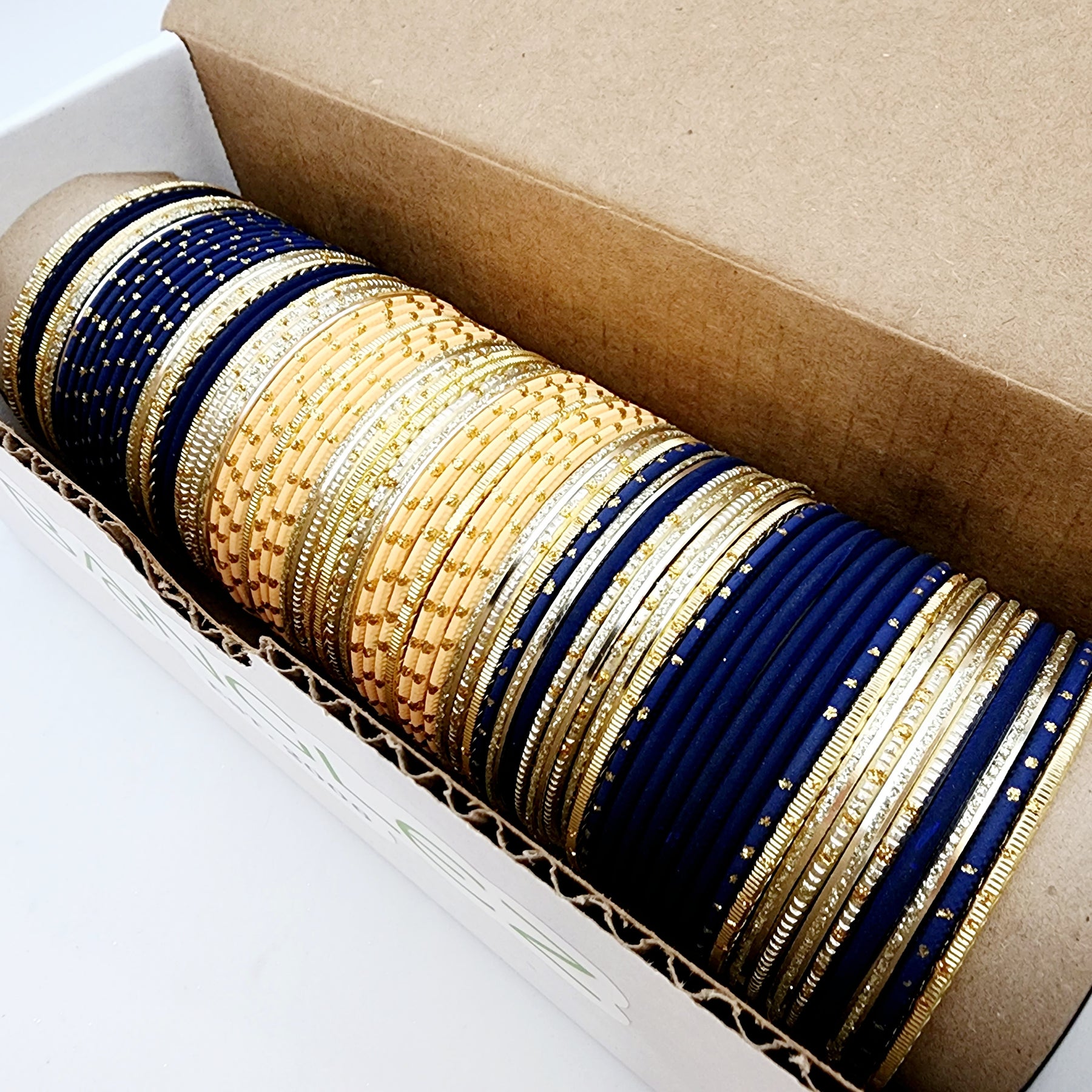 Hina - Navy Blue and Peach Banglez Box