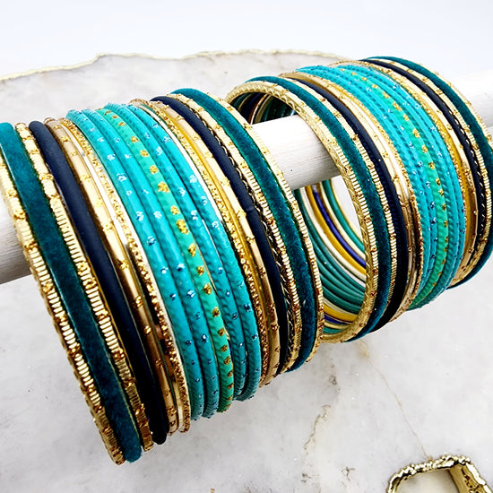 Oceanic Teal Gift Set Indian Bangles , South Asian Bangles , Pakistani Bangles , Desi Bangles , Punjabi Bangles , Tamil Bangles , Indian Jewelry