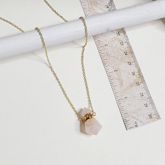 Rose Quartz Sun-Set (rhombus) Necklace Indian Necklace , South Asian Necklace , Pakistani Necklace , Desi Necklace , Punjabi Necklace , Tamil Necklace , Indian Jewelry