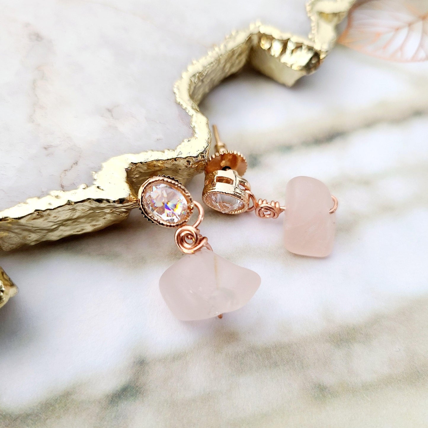 Eman Rose Quartz Earrings Indian Earrings , South Asian Earrings , Pakistani Earrings , Desi Earrings , Punjabi Earrings , Tamil Earrings , Indian Jewelry